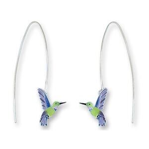 Zarah Sunangel Hummingbird Dangle Earrings Silver Plated Enamel